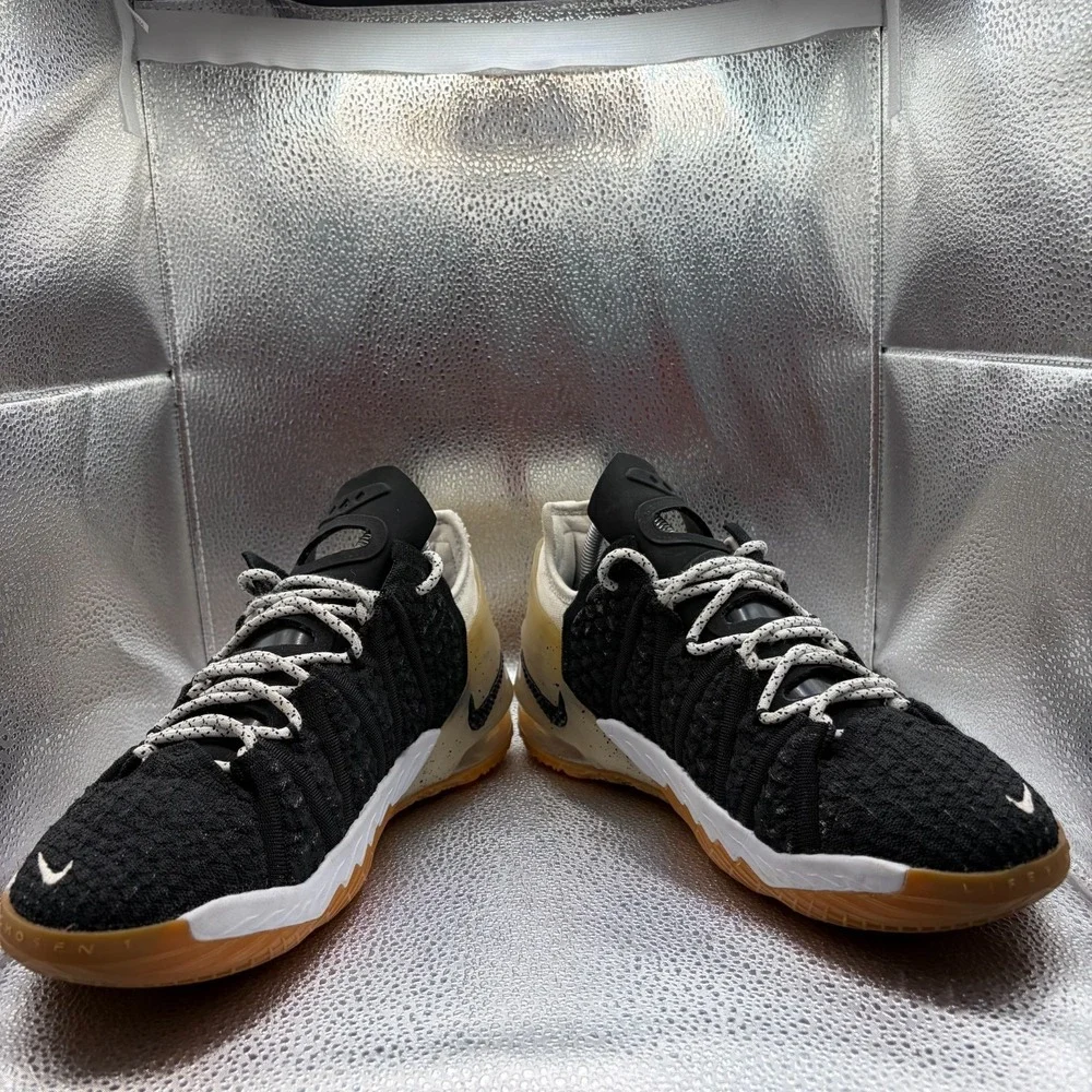 Size 7Y Nike Youth Lebron‎ 18 GS Black White Gum Kids Lace-Up Shoes CW2760-007